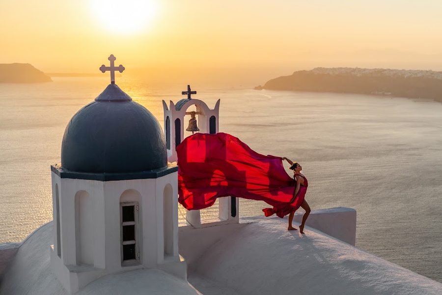 Flying Dress Photo - Santorini photoshoots